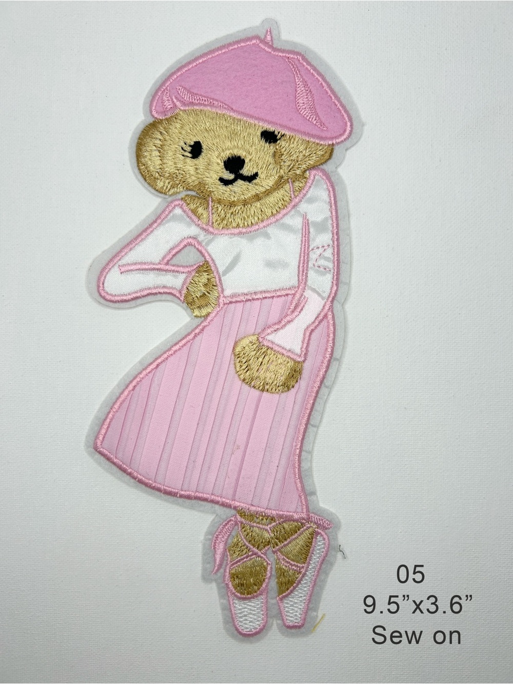 Pink Bear Ballet Dress Patch - Dress Applique